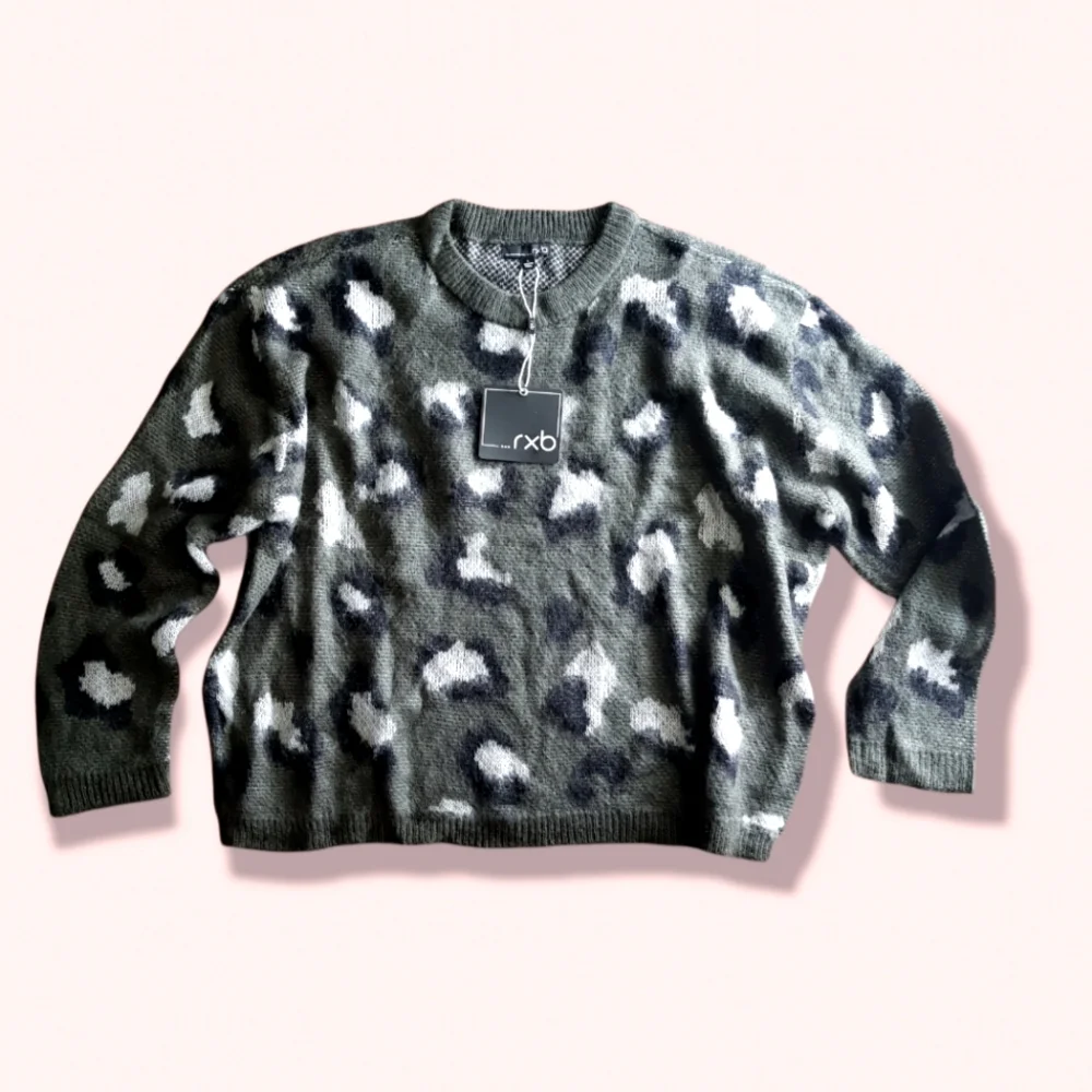 RXB olive green camo animal print sweater sizes medium & large NEW